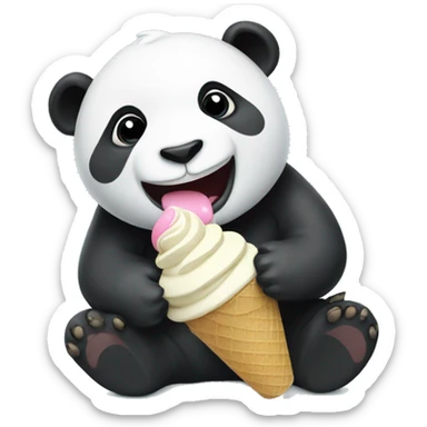Panda eating ice cream sticker