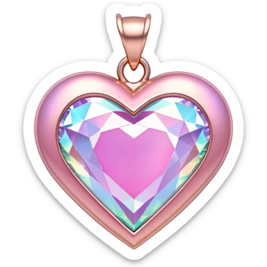 diamond Heart shape pendant pink holographic sticker