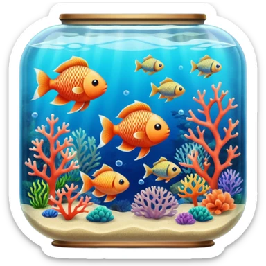 aquarium vintage with fish and coral inside sticker