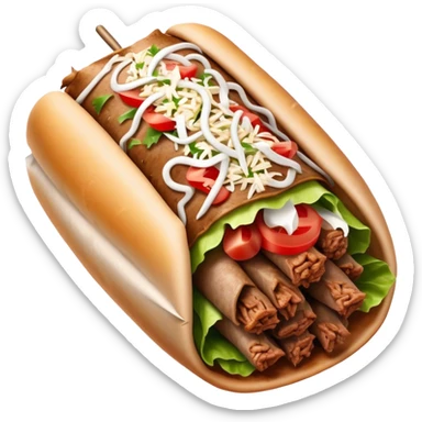 Doner Kebab Cinematic Realistic Doner Kebab Dish Emoji, depicted as iconic, spiced meat wrapped in foil and paper, rendered with lifelike textures and dynamic, appetizing lighting. sticker
