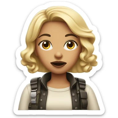 girl with big lips holding a gun sticker