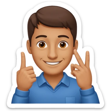 Un hombre introduciendo la nariz entre los dedos mientras hacen gesto de Ok sticker