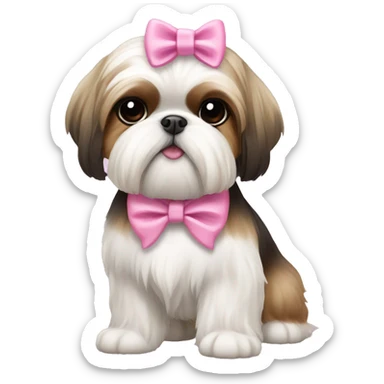 Shih tzu with pink bow sticker