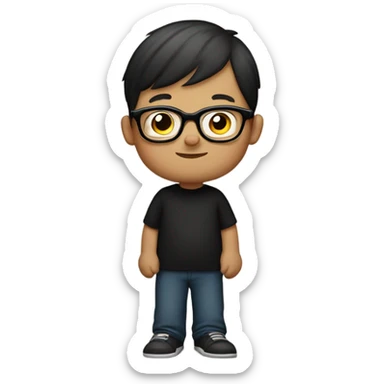 Down syndrome boy with black glasses and books  sticker