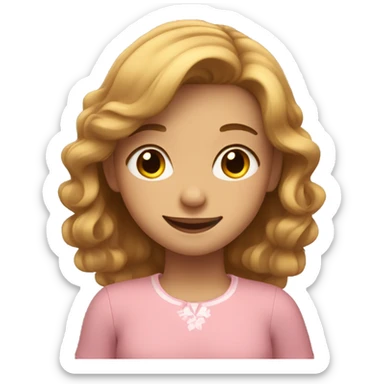 girl with light brown hair shows heart with hands, smiles sweetly sticker