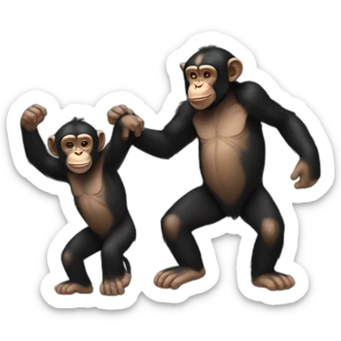 Un chimpancé abrazando a otro chimpancé  sticker