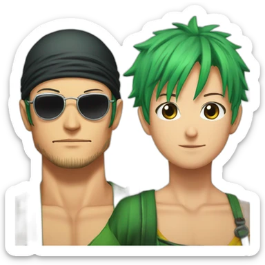 Zoro and Robin and chopper on one piece sticker
