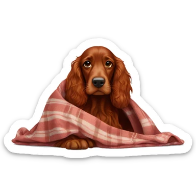 Red setter wrapped in blanket sticker