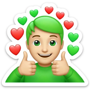small emojis for an alternative Microsoft teams. bright green with a techie vibe. Face expressions, thumbs up, and hearts. Hearts should me the only ones with multiple colors. Not all in one emoji but seperately sticker