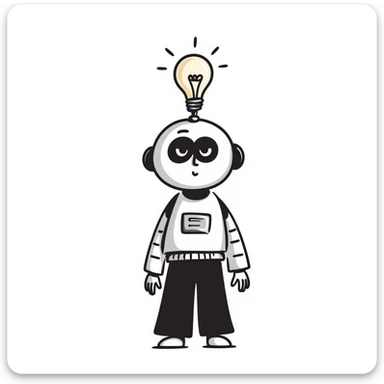 AI robot with lightbulb above head sticker