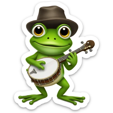 frog playing the banjo sticker