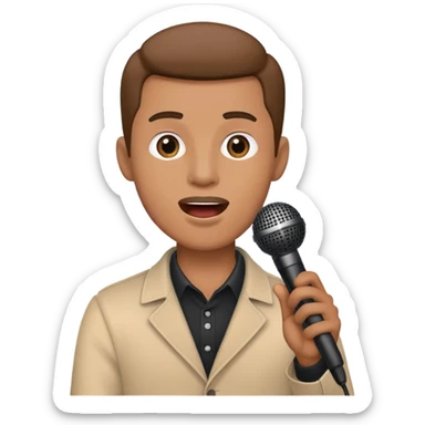 Man holding a microphone, singing or speaking sticker