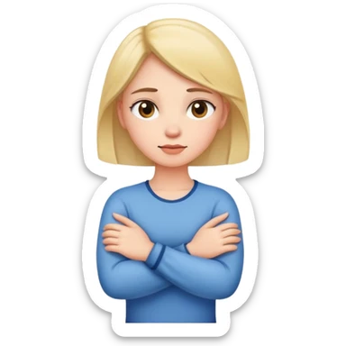 Girl holding neck with arms crossed sticker