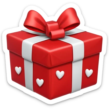 a red gift with a white bow, from which red hearts fly out sticker