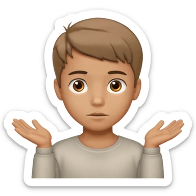 cute boy shrugging his shoulder, boy have good haircut puff style sticker