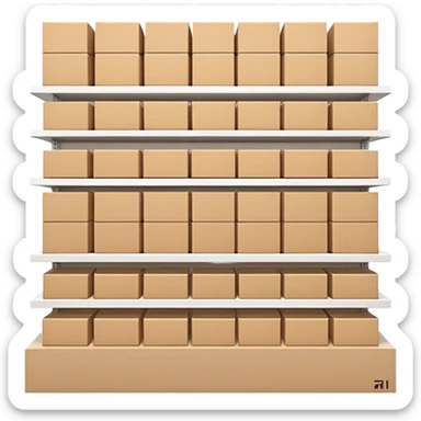 "Minimalist Japanese retail shelf display, products aligned identically across horizontal rows, vertically varied by type, clean spacing, precise symmetry, soft neutral lighting, aesthetic composition, highly organized, front-facing packages, ultra-detailed." sticker