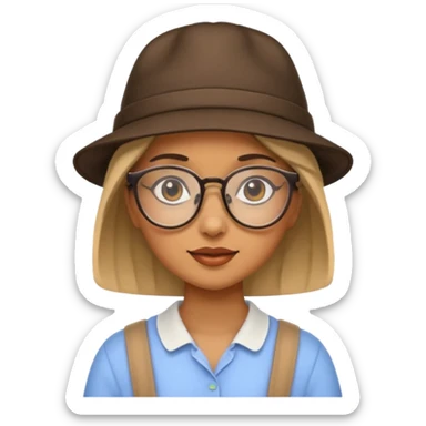 hatted girl with glasses sticker