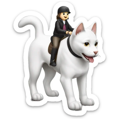 black and white kitty riding laddie dog sticker