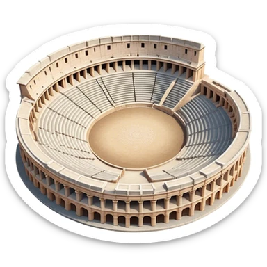 Cinematic Realistic Pula Arena Landmark Emoji, showcasing the ancient Roman amphitheater rendered with detailed weathered stone textures and dramatic lighting. sticker