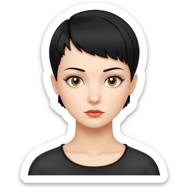 frau freche extreme schwarze Kurzhaarfrisur eine Seite fast keine Haare sticker