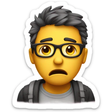 Nerd emoji crying with hearts and a sad face sticker