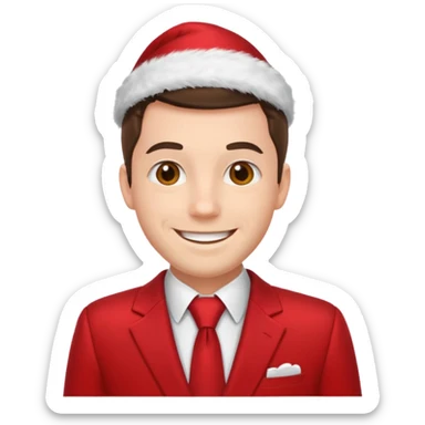 man  in red holiday suit sticker