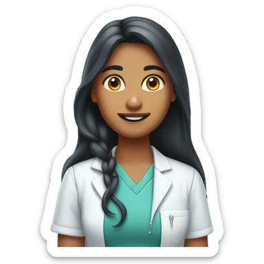 Long hair Indian girl dentist sticker