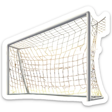 Cinematic Realistic image of a soccer goal net with intricately detailed mesh textures and subtle signs of wear, set against a dynamic, sunlit stadium backdrop that emphasizes its iconic presence in the game sticker