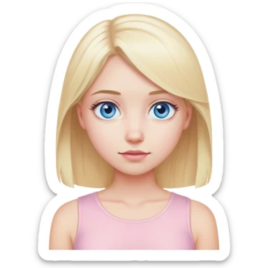 Blue eyed, blonde hair, pale girl,  ￼ light pink top sticker