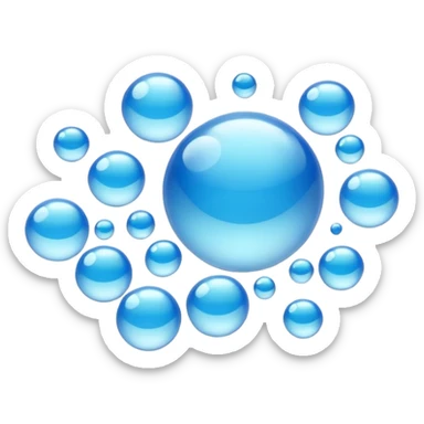 3D iPhone style emoji of free-floating bubbles, scattered randomly in the air, translucent and shiny, various sizes, not contained in any circle, isolated on white background, soft shadows, high detail, NO FACE sticker