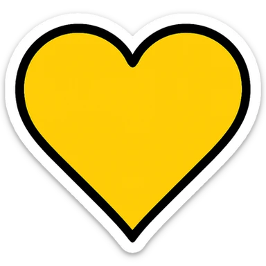 yellow heart icon, outlined color icon style sticker