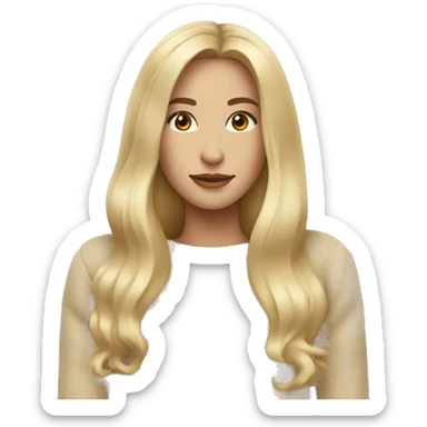 Blonde long hair women beige sweater sticker