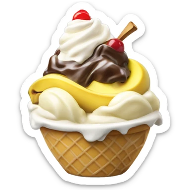 banana split sundae ice cream sticker