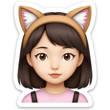 Little asian girl with a cat ears sticker