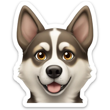 Husky mixed with German shepherd, one blue eye and one brown eye, more brown with tan spots sticker