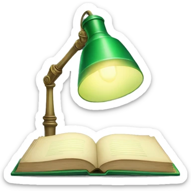 vintage green lamp with open book sticker