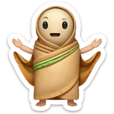 A burrito with arms and legs and no face sticker