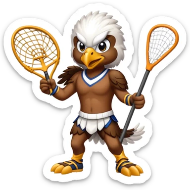eagle mascot playing lacrosse sticker