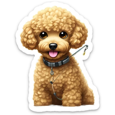 Golden toy poodle fishing sticker