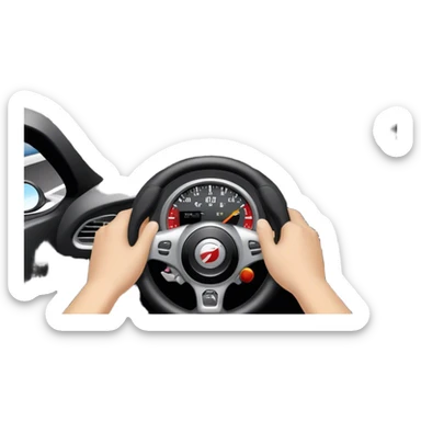 An icon showing a racing game interface, inspired by Grand Turismo. The design features a garage with a selection of high-performance cars, along with race track visuals in the background. Speedometer, lap timer, and other HUD elements add to the excitement. Transparent background sticker