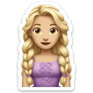 Purple dress, long blonde hair in a braid with flowers princess sticker