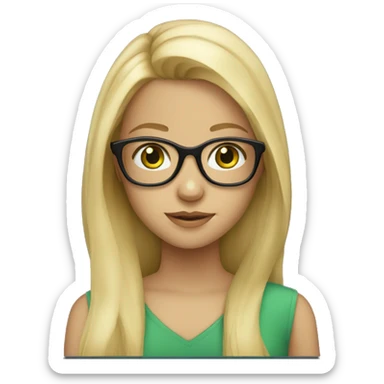 blond girl with glasses and long hair green eyes sticker