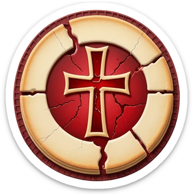 Cracked communion wafer bleeding from the center, heretical gothic symbol sticker