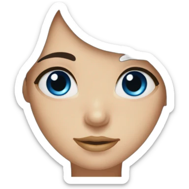 Dark brown long hair bangs girl with blue eyes sticker