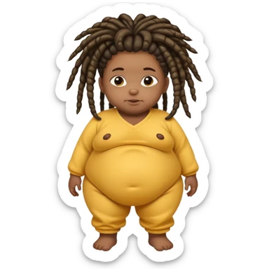 Diabetic disabled black baby with dread locks with obese body and a big but sticker