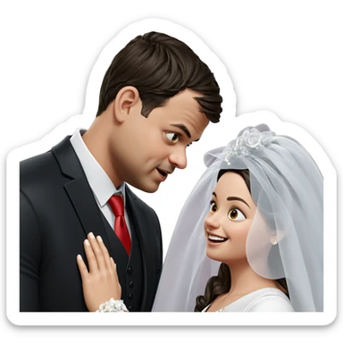 realistic wedding couple portrait sticker