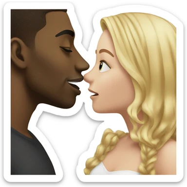 Blonde girl with Black guy  kissing sticker