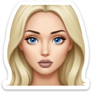 A blonde grey highlights Megan fox with blue grey eyes and nude lipstick on sticker