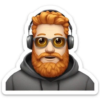 Fat ginger with full beard American twitch streamer with hoodie and headphones sticker