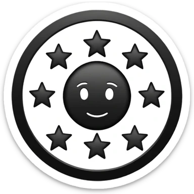 Can u make a emoji with 15 stars in a circle no face no nothin just lines and nothing in the middle and the stars have nothing it in too just lines black and white no face  sticker